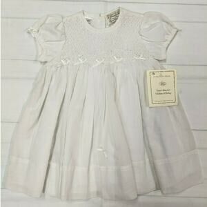 Charleston Child White Smocked Dress - 6-12 Months